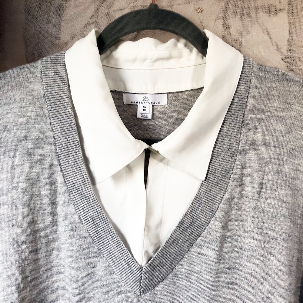 Camber & Grace sweater with mock shirt